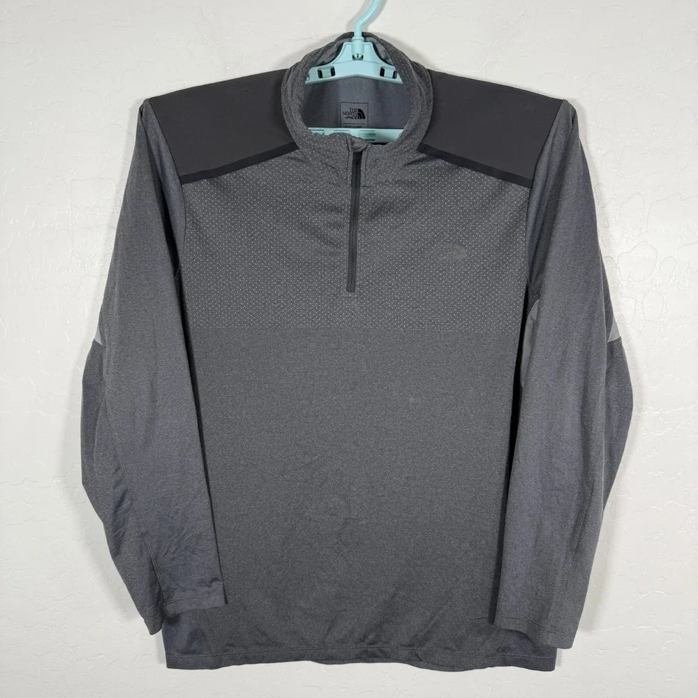The North Face Shirt‎ Mens Large Gray 1/4 Zip Pullover Flashdry Outdoor Hiking